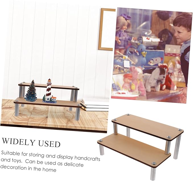 VALICLUD Wooden Display Stand Action Figure Holder Jewelry Display Shelf Makeup Organizer for Vanity