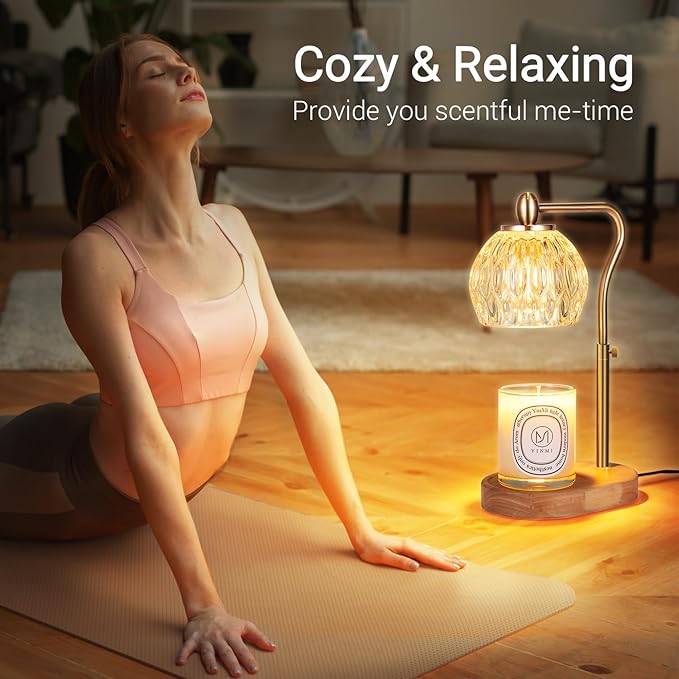 Candle Warmer, Candle Warmer Lamp with Timer & Dimmer Height Adjustable Scented Candles, with 2 * 50W Bulbs for Home Decor Mothers Day(Gold)