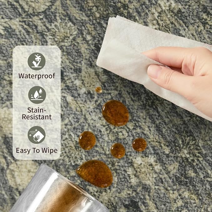 Rugxara 2x3 Entryway Rug Door Mat Indoor Entrance, Washable Non Slip Kitchen Bathroom Rugs, Ultra-Thin Throw Small Rug for Front Door/Indoor Entrances, Moss Brown