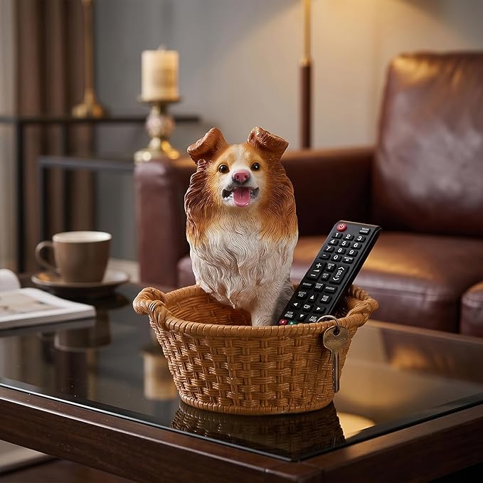Dog Resin Storage Basket, Desktop Organizer for Remote & Keys, Cute Home Decor Tray, Ideal present for Pet Lovers.(Pomeranian)