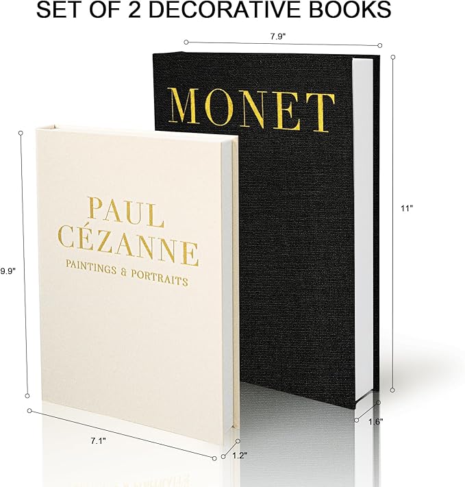 Aesthetic Decorative Books - Fake Books Storage Box for Decoration - Set of 2 Linen Coffee Table Decor - Photo Storage Keepsake Box for Room Bookshelf Decor, Black