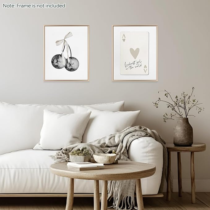 bakbrand Wall Art Minimalist Aesthetic Wall Decor Coquette Modern Canvas Decor Posters Trendy Preppy Bow Picture Print Painting for Bedroom/Living Room, Set of 4 Pcs Unframed (AC1, Beige, 8W x 10L)
