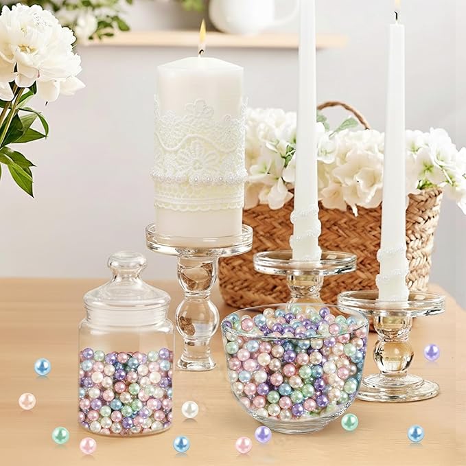 1400Pcs Macaron Colors Vase Filler Pearl Beads for Crafting 8mm Beads No Holes Decor Suitable for Wedding Decor, Party Decorations, Centerpiece Table Decorations