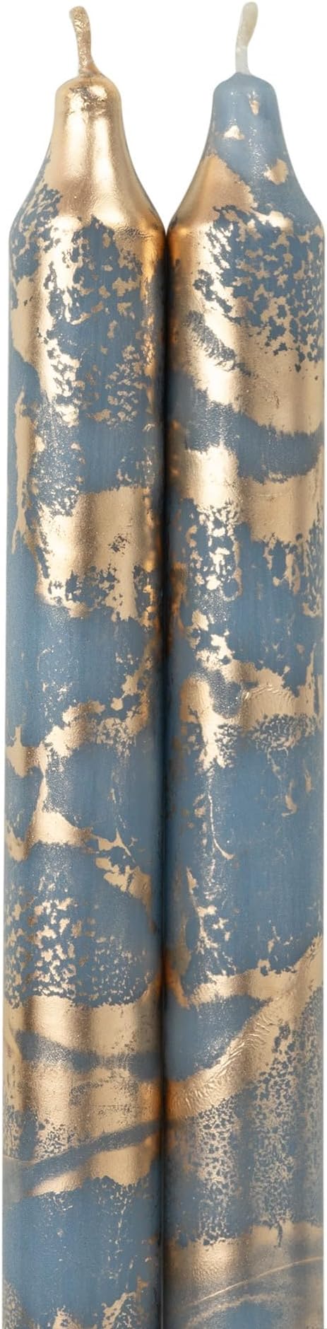 Northern Lights Candles - Premium Decorative Tapers - 12" 2PK - Prairie Blue w/Gold - 73310