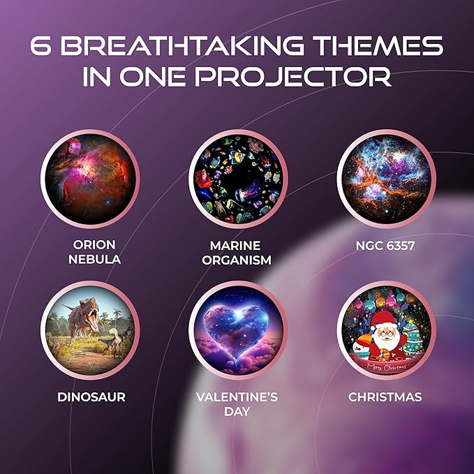 Set of 6 Replaceable Galaxy Projector Discs– for Samosvit Home Planetarium Galaxy Projector with Meteor Effect – Gift for Kids (Thematic Nebulas 1/6) Galaxy Disc