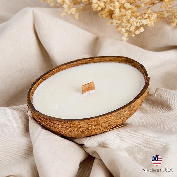 – Scented Candles Clearance | Coconut Shell Soy Wax Candle with Wooden Wick | Candles for Home Décor | Gift Idea for Women (1, Citrus Drift)