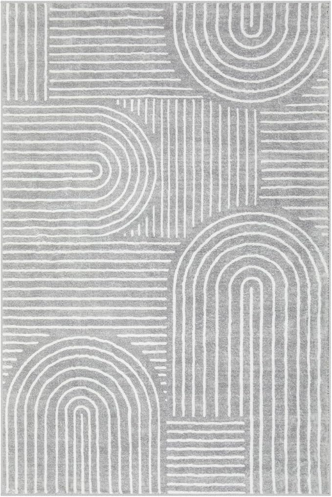 Lahome Abstract Area Rug 6x9, Soft Washable Rug for Living Room Ultra-Thin Non Slip, Modern Grey Rug Throw Carpet for Bedroom Dining Room Office Darrell (6'x9',Gray)