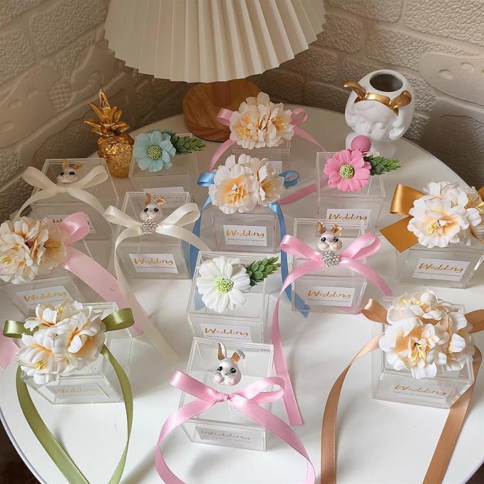 KissYou Acrylic Box Clear Display Boxes with Lid Acrylic Square Cube Graduation Party Storage Containers Acrylic Decorative Boxes