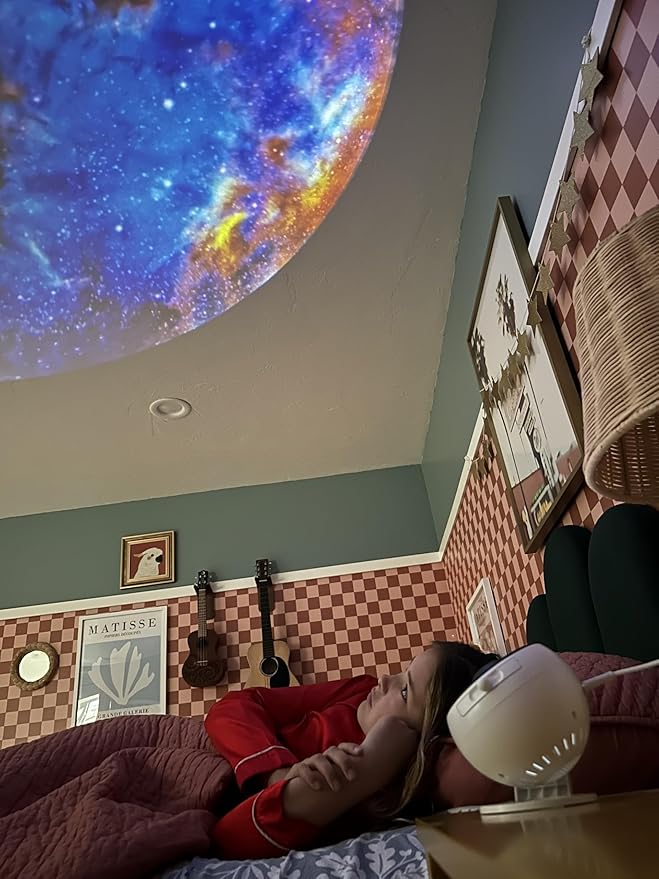 Lumi Galaxy Projector โ Star Projector Galaxy Light with 12 HD Film Discs, 360ยฐ Rotating Planetarium Room Lights for Bedroom Ceiling, Night Lights for Kids, Northern Lights Projector