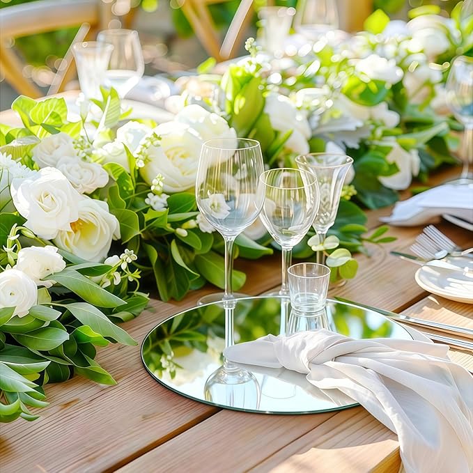 30PCS Round Mirrors for Centerpieces for Tables, 6" Circle Flat Mirrors Trays Plates for Centerpieces for Table Decorations, Circle Mirror Candle Plates for Wedding Table Centerpieces