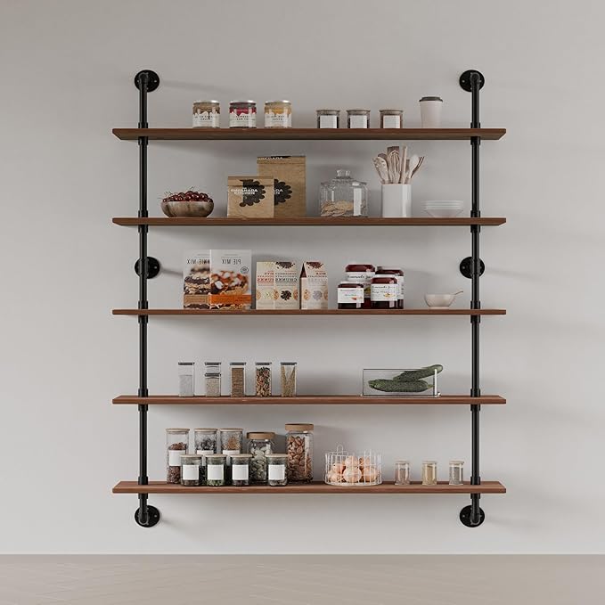 HDDFER Floating Shelves for Wall Living Room Shelves Bookshelf Industrial Pipe Shelving Shelf Real Wood Planks 36 inch Rustic Wall Shelves Hanging Bookshelves Farmhouse Kitchen Bar Shelving