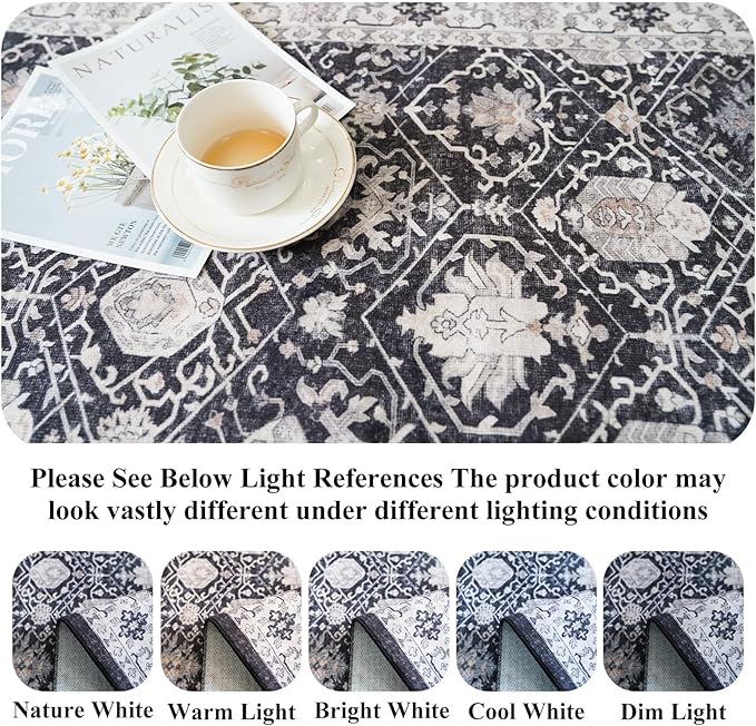 Washable 4-Piece Kitchen Floor Mats: Farmhouse Non-Slip Kitchen Sink Rug Easy Clean Water-Resistant Runners for Hallway Bathroom Soft Decorative Carpet for Pet Feeding Area(2x3+2x4+2x5+2x6,Black)