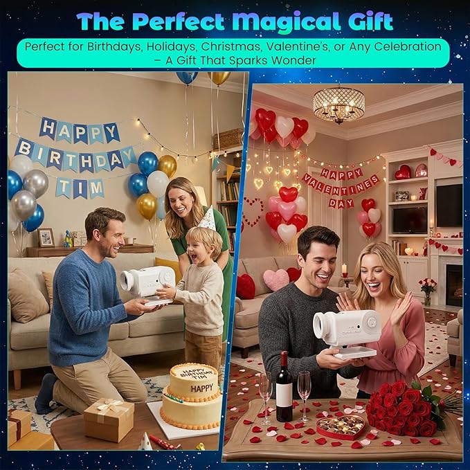 3D Galaxy Projector with Bluetooth Speaker, 60 HD Themes, 4-in-1 Night Light with Remote & Timer, Adjustable Focus for Ceiling Bedroom, Kids Room Party Gifts for Adults & Kids