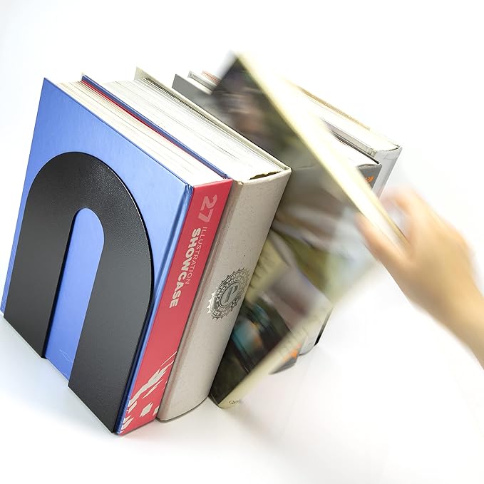 Officemate Bookends, Heavy Weighted 10-inch Steel, Black (93182) (Pack of 6)