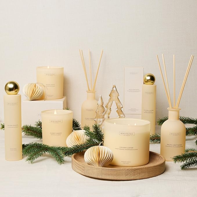 Champagne & Peony – Benevolence LA Scented Candle | 8oz, 45-Hour Burn | Natural Soy Wax, Cotton Wick | Romantic & Elegant Home Fragrance | Malibu Sands Collection – Gift for Women & Men