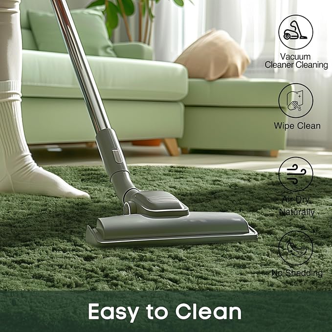 Ophanie Round Rug 5Ft Grey Green Circle Area Rug, Grayish Green Room Decor, Fluffy Fuzzy Bedroom Carpet, Plush Soft Shaggy Living Room Rugs for Kids Home Decor Aesthetic, Nursery