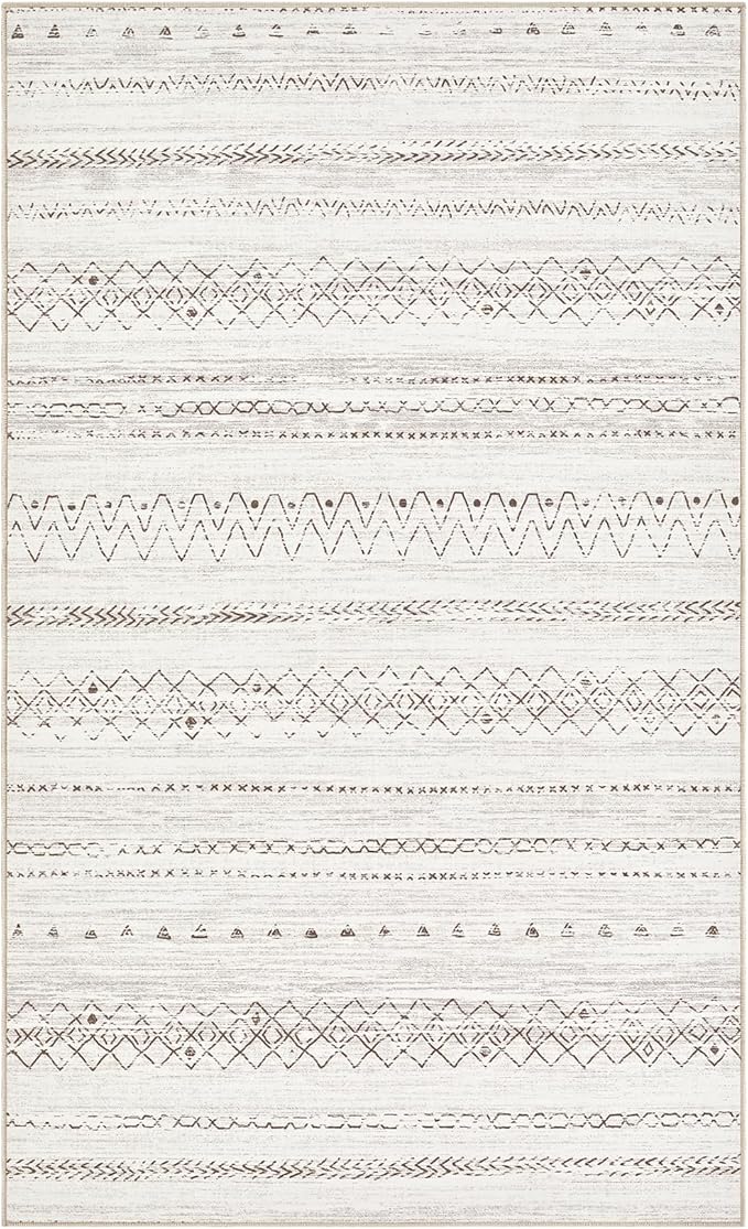 cotiled 3x5 Area Rug Living Room: Washable Boho Rugs with Non Slip Backing Small Soft Indoor Stain Resistant Carpet for Bedroom Farmhouse Dining Room Lightweight Home Decor Brown