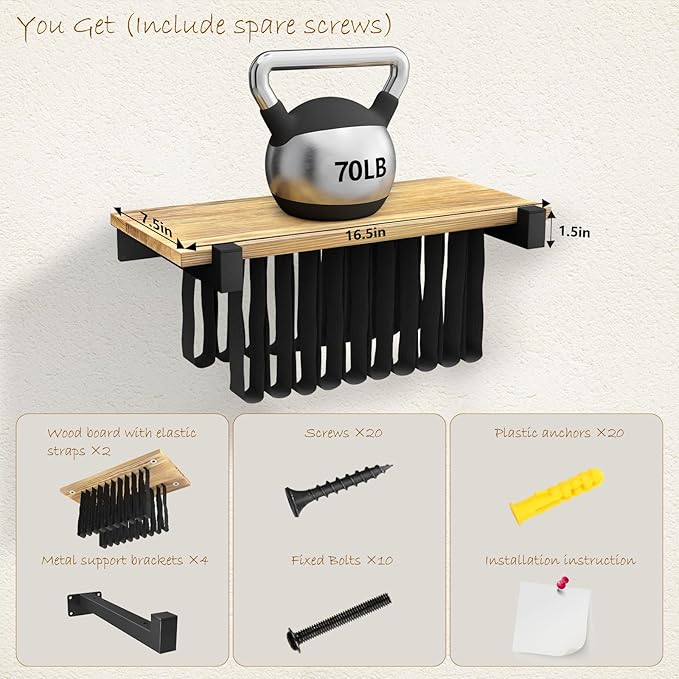 NANATI 2 Set of Floating Bookshelf, Pine Wood Invisible Bookshelf, Hanging Bookshelves for Wall, Unique Space Saving Wall Bookcase (16.5L×8.7W×1.5H)