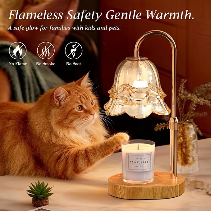 BYART Candle Warmer Lamp with Timer Dimmable, Adjustable Height Wax Melts Warmer for Jar Candles, Birthday Mothers Day Gifts for Women Mom, House Warming Gifts New Home Decor
