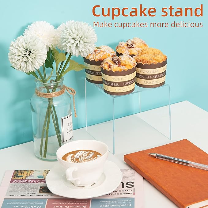 Acylic Riser Square Display Stand For Cupcakes, Arts and Crafts (Clear, 8P-4&5INCH)
