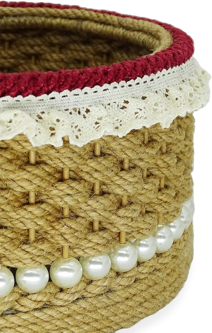 Zenpeace Wicker Small Round Basket, Suitable For Hand-Woven Basket In Bedrooms, Kitchens, Bathrooms and Living Rooms, for Organizing and Decorating Projects, Storage Various Items and Keys