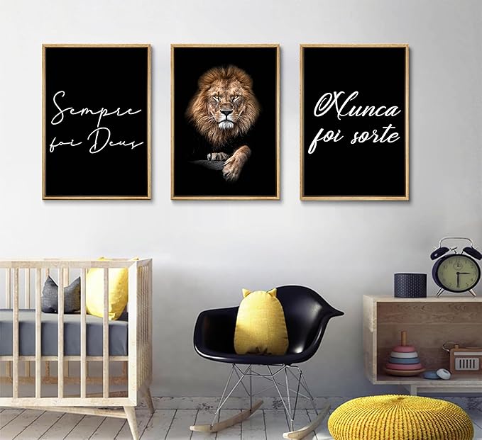 3Pcs Lion Inspirational Quotes Wall Art Modern Motivational Black And White Lion Poster Print Entrepreneur Hustle Hard Work Quotes Pictures Wall Decor for Office Bedroom Living room Unframed