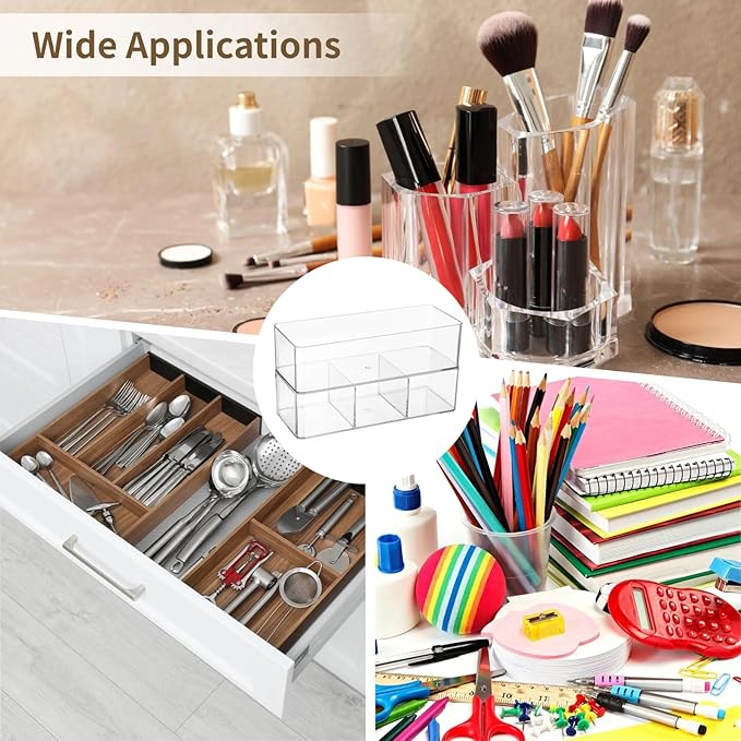 2 Stackable Clear Acrylic Makeup Organizer Drawers For Cosmetics