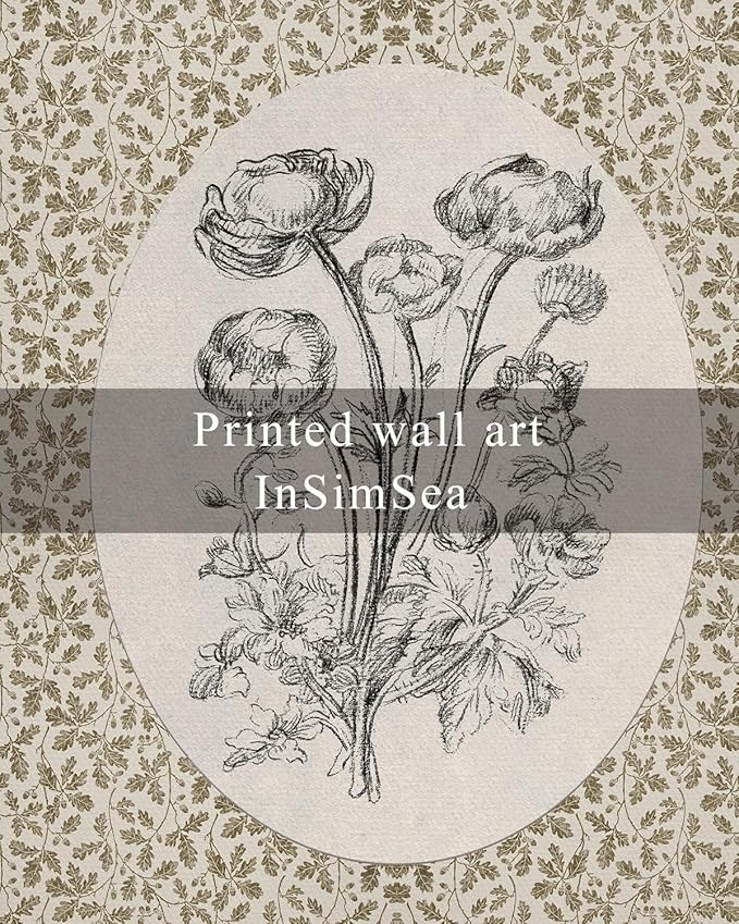 InSimSea Framed Canvas Prints Art Vintage Decor, Classical Neutral Floral Painting, Rustic Cottage Roses Flower Wall Art for Living Room Bedroom Home Bathroom Shelf Decor, 8x10inch