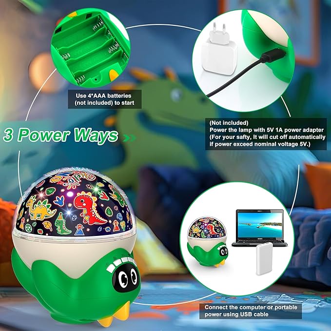 MOKOQI Dinosaur Night Light Projector for Kid Room | Dinosaur Toys for Kids 3-5 | Baby Light Projector with Music Timer and Remote Control Birthday Gifts for Boys