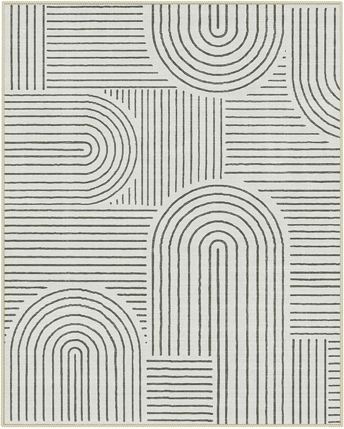 Lahome Abstract 8x10 Area Rugs for Living Room Bedroom, SoftWashable Rugs 8x10, Ultra-Thin Non-Slip Modern Dining Room Rug Non-Shedding Accent Carpet for Office Darrell (8x10ft,Black)