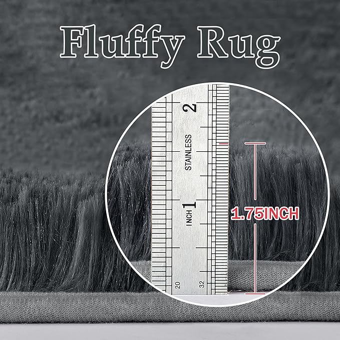 PureCozy 5x8 Area Rug for Living Room, Modern Grey Super Shag Shaggy Soft Washable Indoor Fuzzy Carpet Non-Slip Fluffy Rugs for Bedroom Home Aesthetic Decor