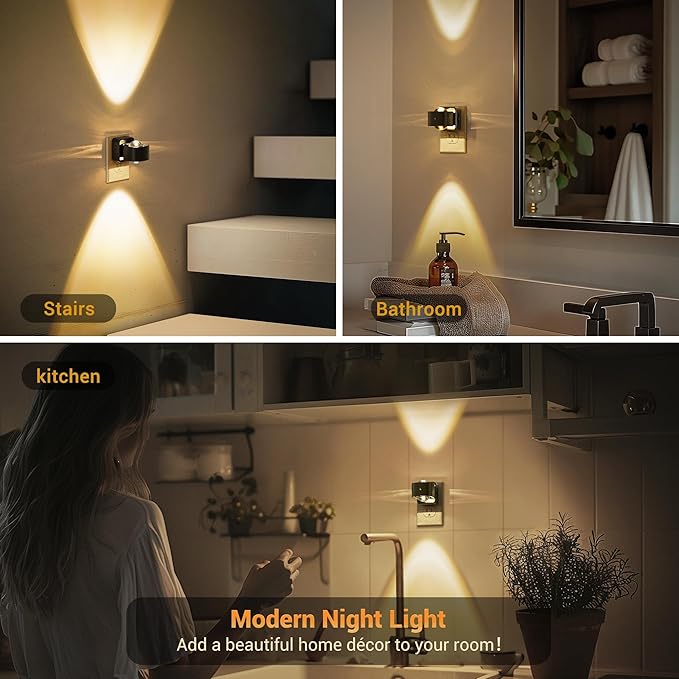 JandCase Night Lights Plug into Wall,0-150LM Super Bright Automatic Night Light with Dusk to Dawn, 180° Rotatable Plug in LED Nightlight Soft Warm for Halloween Decoration, Children Room,Party
