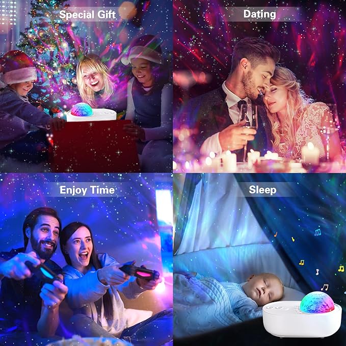 Galaxy Projector for Bedroom,10 Colors Star Projector with Bluetooth Speaker,Remote & Timer,5 White Noise Led Lights for Bedroom,Kids Night Light for Room Decor,Birthday Christmas Housewarming Gifts