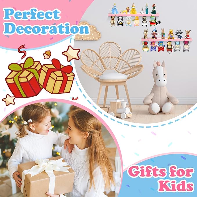 for Tonies Box Shelf Storage Magnetic Wall Mounted Set of 2, Compatible with Tonies Characters Figures Player Character for Children Room (Pink)