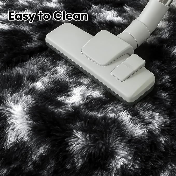5x7 Plush Fluffy Area Rugs, Large Soft Carpet, Upgraded Non-Slip Rectangular Rug for Living Room, Bedroom, Kids Room, Dorm, Modern Home Decor Aesthetic,Black White Grey.