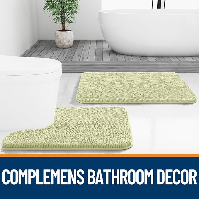 OLANLY Small Bathroom Rugs 24x16, Extra Soft Absorbent Chenille Bath Rugs, Rubber Backing Quick Dry, Machine Washable Bath Mats for Bathroom Floor, Tub and Shower, Home Decor Accessories, Vanilla