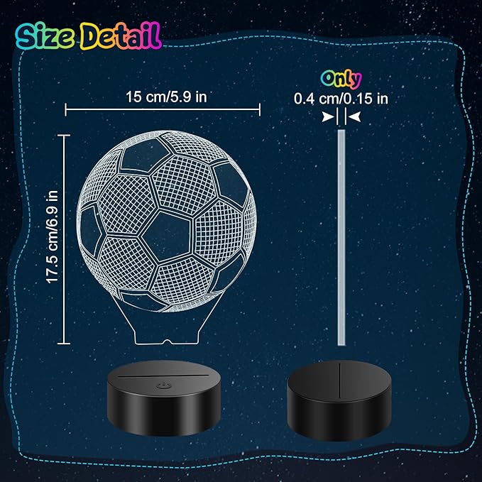Linkax Soccer Gifts for Teens Boys Girls, Soccer Ball 3D Illusion Lamp Night Light Room Decor, 16 Colors Change 6 7 8 9 10 11 12 Year Old Boy Sports Fan Birthday Gifts