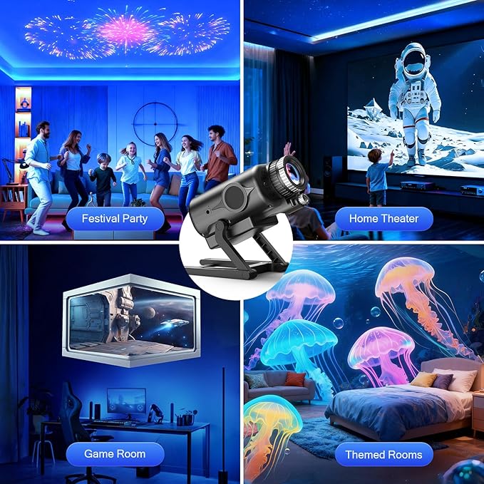 3D Galaxy Star Projector for Bedroom, 60 Themes HD 3D Planetarium Projector with Bluetooth Speaker, 1H/2H Timer, Night Light for Bedroom, Home Decor, Valentines Day, Gifts for Girls, Boys Black