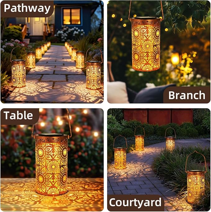 DIBIEECN Mothers Day Gifts for Mom, Birthday Gifts Grandma Ladies Solar Lanterns Outdoor Hanging Hollowed-Out Metal Waterproof LED Garden Decor Outside for Patio Yard Porch, Sunflower, 1 Pack