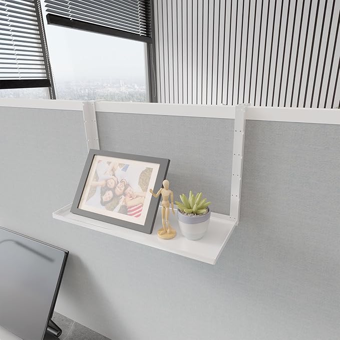 Office Cubicle Shelf - 13.8'' x 5.9'' Storage Organizer Floating Corner Rack Hanging Shelf Height Adjustable Home Office Essentials for Planter Statue Decor Photo Frame