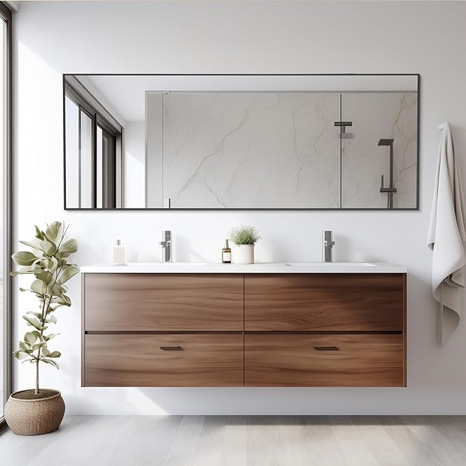 Simple Deluxe Full Length Mirror, 64"×21" Large Floor Mirrors, for Wall Door Bedroom Bathroom Living Room (Black)