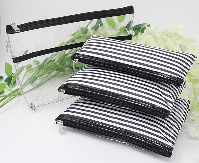 atorakushon PU Leather Makeup Pouch Jewelry Organizer Box for Storage Necklaces Ring Earring Cosmetic Travel Case for Women Wedding Black Set of 4