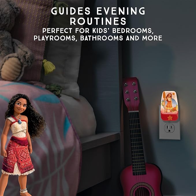 Disney Moana LED Night Lights Plug Into Wall NightLight for Kids Room Decor Ambient Lighting Girls Boys Bedroom Bathroom Light Nursery 85993