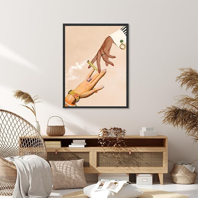 RINMFEO Trippy Deep Talks Wall Art Print Funky Decor Retro Collage Art Psychedelic Vintage Poster Mindful Aesthetic 24x36inch Black frame