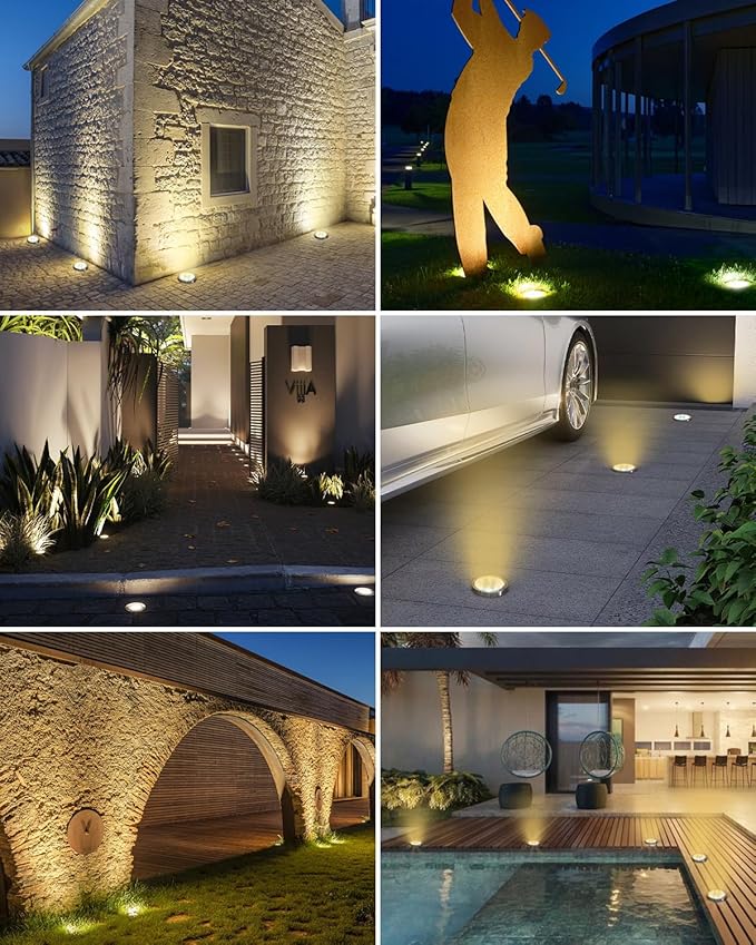 btfarm 2 Pack Solar Lights Outdoor, 8 LED Solar Ground Lights IP65 Waterproof Flat Solar Disc Light, Pathway Lights for Garden Lawn Patio Yard Path Landscape, Warm White
