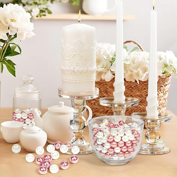 2800Pcs Cream and Rose Gold Vase Filler Pearl Beads for Crafting 6mm Beads No Holes Decor Suitable for Wedding Decor, Party Decorations, Centerpiece Table Decorations