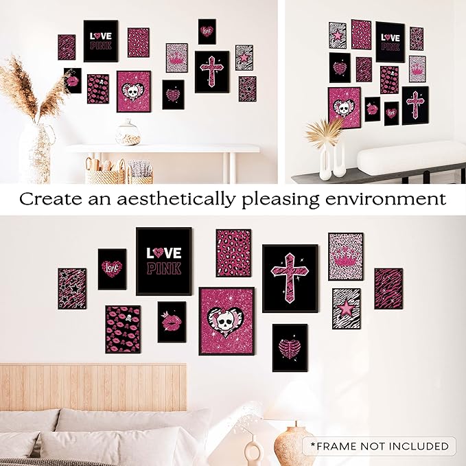 97 Decor Mcbling Trashy Y2k Room Decor Aesthetic - Early 2000s Room Decor Y2k Posters, Hot Pink Pictures Wall Art Prints, Baddie Aesthetic Pictures for Teen Girls Dorm Bedroom Apartment (Unframed)