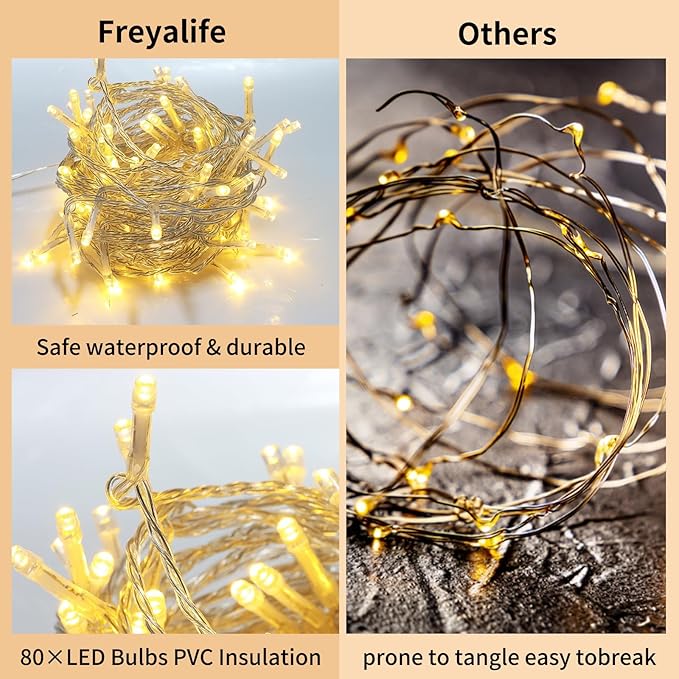 Freyalife Fake Vines for Room Decor(24Pack168Ft),with CE Certified 160 LED String Lights,Artificial Plant Ivy for Aesthetic Home Bedroom Wall Wedding Party Office Patio Indoor, Outdoor Garden Décor