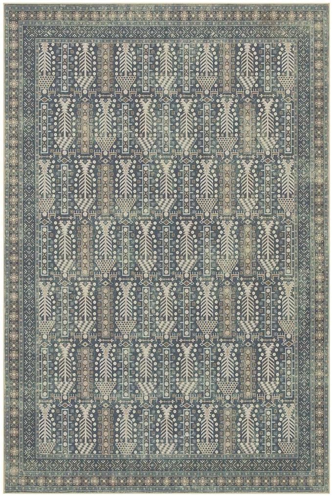 Rugxara 10x14 Washable Area Rugs for Living Room - Large Rugs,Floral Boho Vintage Rug,Soft & Non-Slip,Low Pile Wool Carpet for Indoor Dining Room,Bedroom,Girls Room(Ivory Blue)