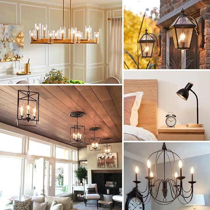 12-Pack Dimmable E12 LED Candelabra Bulbs 60W Equivalent, 3000K Soft Warm White, 600 Lumens B11 Candle Base 6W C35 LED Filament Vintage Light Bulbs, Clear Glass for Chandelier Ceiling Fan High CRI 90+